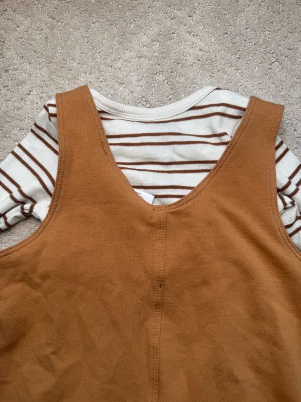 NWT Angel Dear Rust Brown Romper with Cream and Brown Striped Tee - 18-24M - Picture 7 of 8